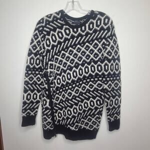 Ann Taylor black white wool blend tunic sweater - small